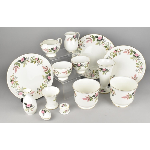 268 - Fourteen Pieces of Wedgwood Hathaway Rose to Comprise Plates, Bowls, Jugs, Vases etc