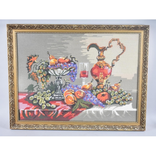 272 - A Framed Tapestry by Marion Powell 1991, Still Life, Fruit and Jug, 70x51cms