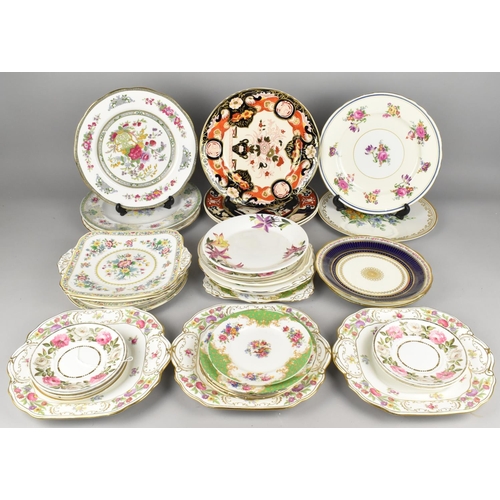 294 - A Collection of Various Plates to Comprise Three Hammersley Dresden Sprays Cake Plates, Foley Ming R... 