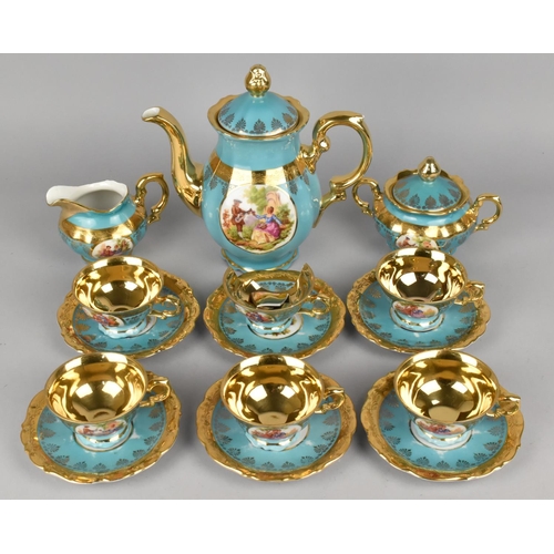 300 - A Royal Bavarian Coffee Set for Six to Comprise Saucers, Cups, Coffee Pot, Milk Jug and Lidded Sugar... 