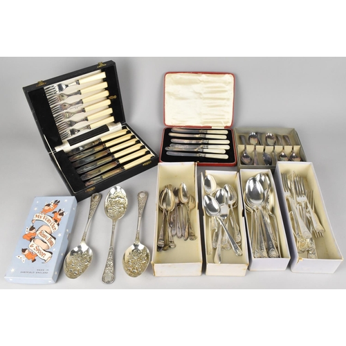 310 - A Collection of Silver Plated Flatware to Comprise Forks, Spoons, Mother of Pearl Handled Knives etc