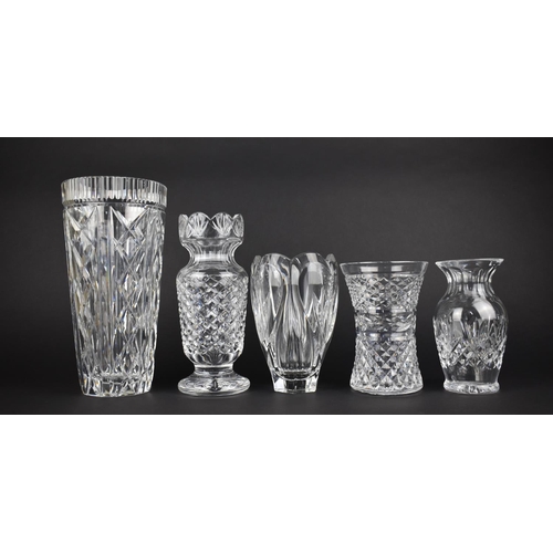 322 - Five Waterford Crystal Vases, Tallest 25cm high