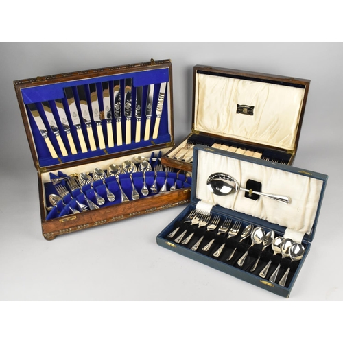 332 - Four Cased Sets of Cutlery to Comprise Oak Cased Canteen of Cutlery, a Viners Oak Cased Set of Fish ... 