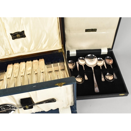 332 - Four Cased Sets of Cutlery to Comprise Oak Cased Canteen of Cutlery, a Viners Oak Cased Set of Fish ... 