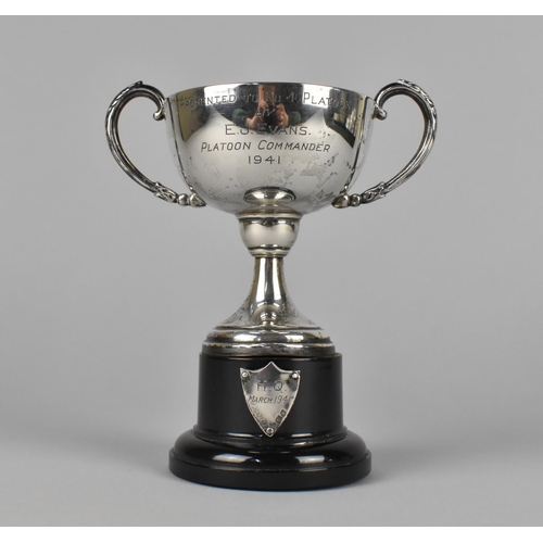 346 - A Silver Trophy Presented to No 4 Platoon by E. J Evans Platoon Commander 1941, Birmingham Hallmark ... 