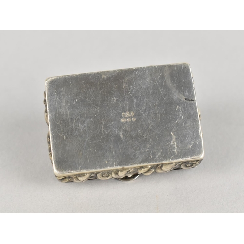 351 - A Small Silver Box with Floral Decoration, London Import Mark, 925 by RR, 4cm wide