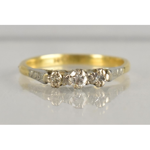 360 - An 18ct Gold and Diamond Trilogy Ring, Centre Round Cut Stone Measuring Approx 2.3mm Diameter Suppor... 