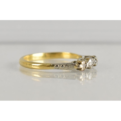 360 - An 18ct Gold and Diamond Trilogy Ring, Centre Round Cut Stone Measuring Approx 2.3mm Diameter Suppor... 