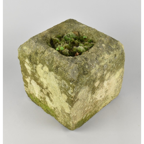 379 - An Early 19th Century Hand Carved Stone Mortar, 20cm Square