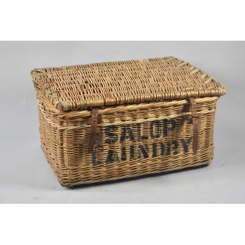 406 - A Mid 20th Century Salop Laundry Wicker Basket, 79cms Wide