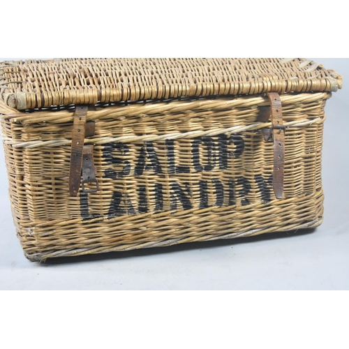 406 - A Mid 20th Century Salop Laundry Wicker Basket, 79cms Wide