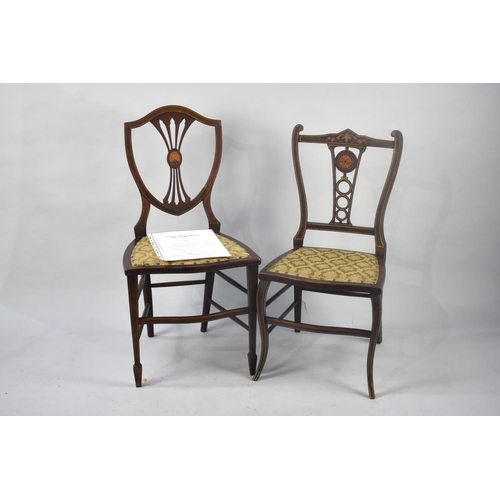 407 - Two Edwardian Inlaid Mahogany Ladies Bedroom Chairs