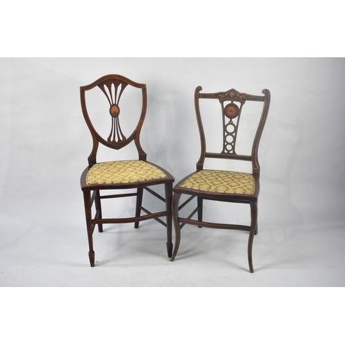 407 - Two Edwardian Inlaid Mahogany Ladies Bedroom Chairs