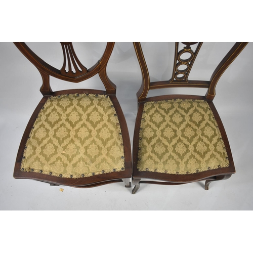 407 - Two Edwardian Inlaid Mahogany Ladies Bedroom Chairs