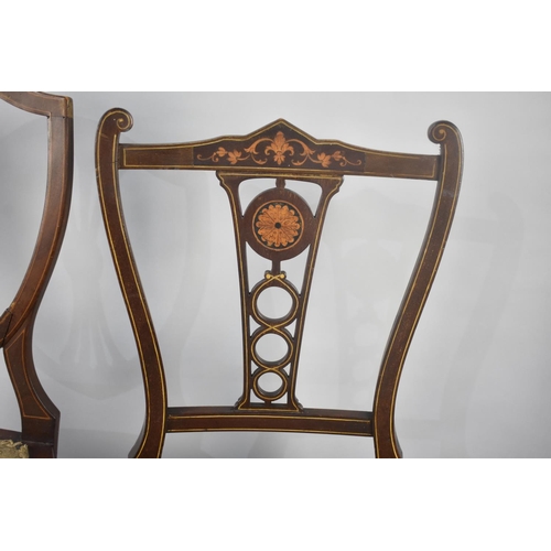 407 - Two Edwardian Inlaid Mahogany Ladies Bedroom Chairs