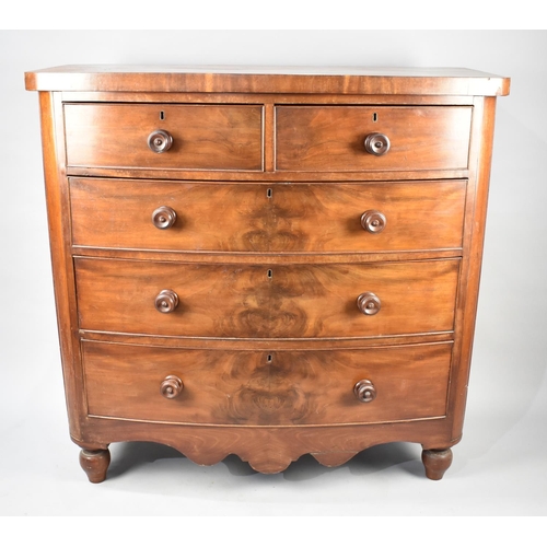 423 - A Late Victorian/Edwardian Mahogany Bow Fronted Chest of Two Short and Three Long Drawers, 120cms Wi... 