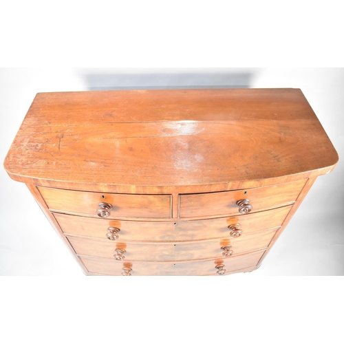 423 - A Late Victorian/Edwardian Mahogany Bow Fronted Chest of Two Short and Three Long Drawers, 120cms Wi... 