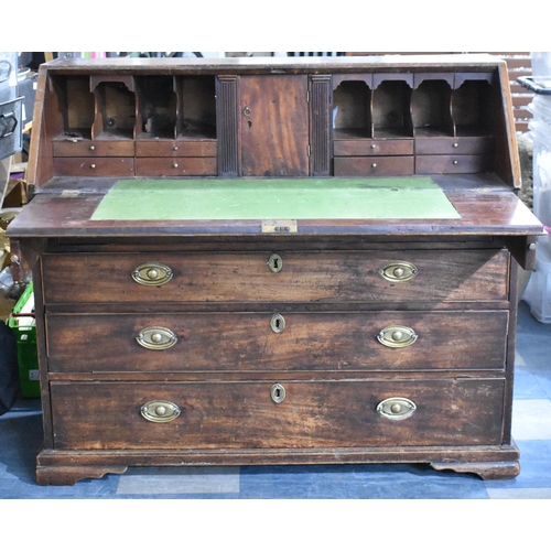 424 - A 19th Century Fall Front Bureau with Fitted Interior to include Secret Compartments, Four Long Grad... 