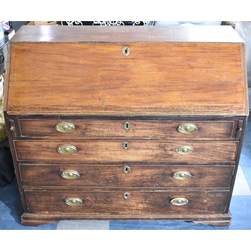 424 - A 19th Century Fall Front Bureau with Fitted Interior to include Secret Compartments, Four Long Grad... 