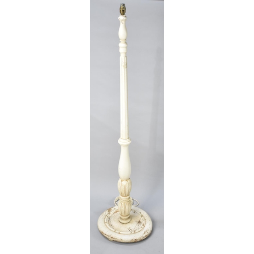 434 - A Cream Painted Vintage Standard Lamp with Reeded Column Support