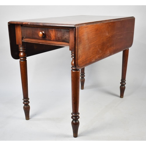 436 - A Late 19th Century Mahogany Drop Leaf Pembrooke Table with End Drawer, 94cms Wide