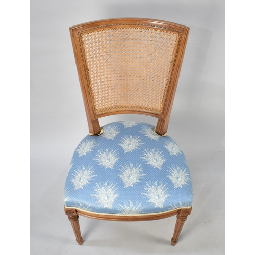 444 - A Modern Cane Back Ladies Bedroom Chair in the French Style with Turned Reeded Supports