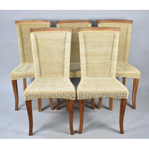 445 - A Set of Four Modern Rush Seated and Backed Dining Chairs