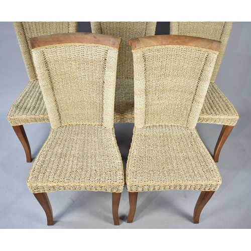 445 - A Set of Four Modern Rush Seated and Backed Dining Chairs