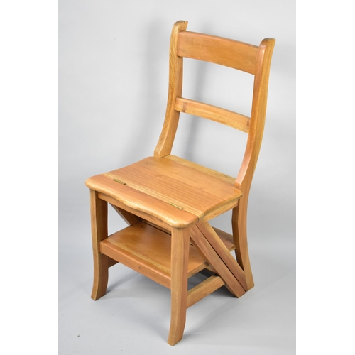 52 - A Modern Metamorphic Three Tread Library Step Chair