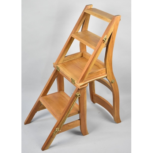 52 - A Modern Metamorphic Three Tread Library Step Chair