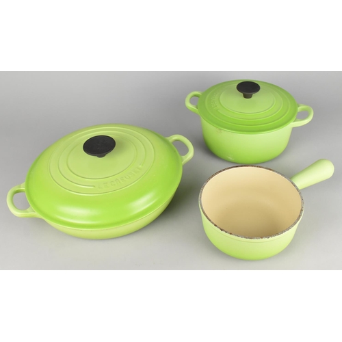 54 - Three Pale Green Le Creuset Cooking Pans, Two with Lids