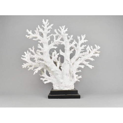 63 - A Modern Cast Resin Coral Sculpture on Stepped Wooden Base, 49cms High