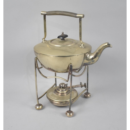 77 - An Edwardian Silver Plated Spirit Kettle on Stand, with Burner