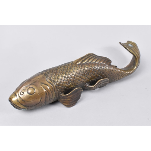 8 - A Heavy Chinese Bronze Study of a Carp or Catfish, 29cms Long