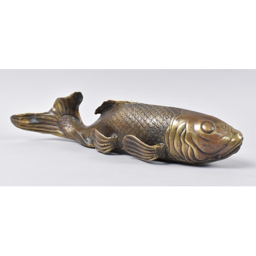 8 - A Heavy Chinese Bronze Study of a Carp or Catfish, 29cms Long