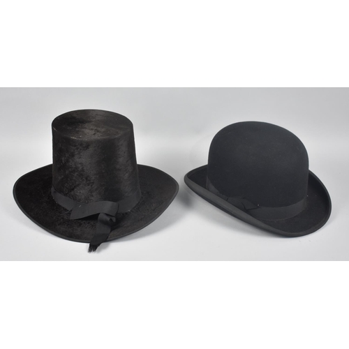 90 - A Vintage Henry Heath Bowler Hat together with Welsh Stovepipe Type Hat