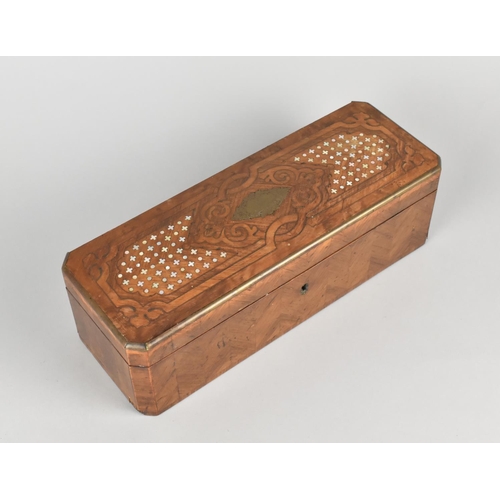 1 - A Late 19th/Early 20th Century Rectangular Crossbanded and Mother of Pearl Inlaid Glove Box with Can... 