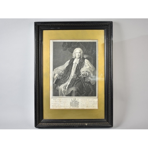 113 - A Framed Engraving, Dr. Thomas Herring, Archbishop of Canterbury, Published 1750, Subject 30x42.5cms