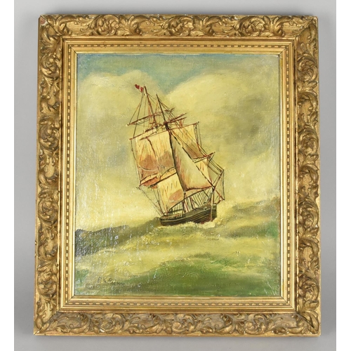 114 - A Framed Oil on Board, E.K Redmoor, Ship in Stormy Waters, Subject 27x32 in Ornate Gilt Framed, 37.5... 