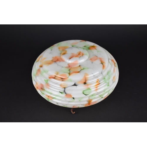 124 - A Mid Century Opaque Orange Marbled Glass Flycatcher Ceiling Light Shade