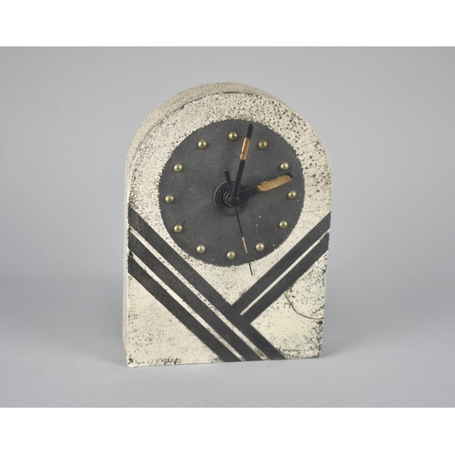 127 - A Studio Pottery Mantle Clock, Battery Movement, 20cm high