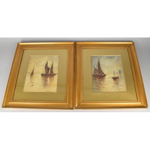 128 - A Pair of Early 20th Century Gouache Paintings, Boat Scenes, Signed, Subject 19x24cm