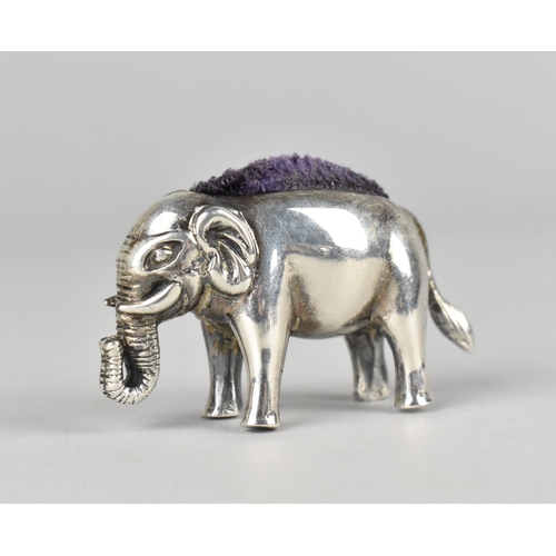 13 - A Silver Pin Cushion in the Form an Elephant, 6cms Wide and 3.5cms High