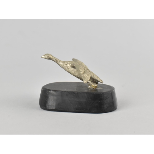 15 - A Metal Study of a Goose Taking Flight on Plinth Base, 4cms High