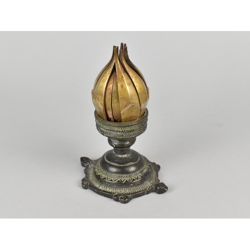 21 - A Late 19th/Early 20th Century Indian Bronze Lotus Incense Burner, 12cms High