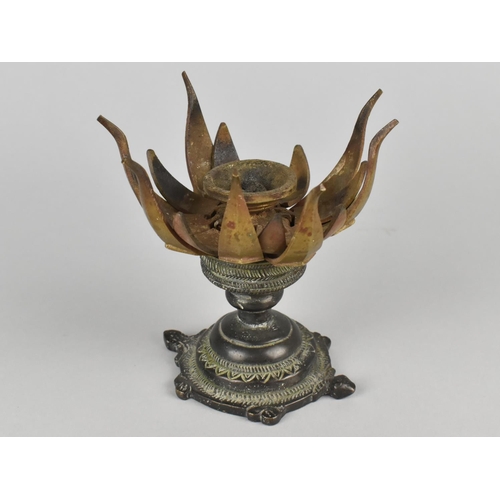 21 - A Late 19th/Early 20th Century Indian Bronze Lotus Incense Burner, 12cms High