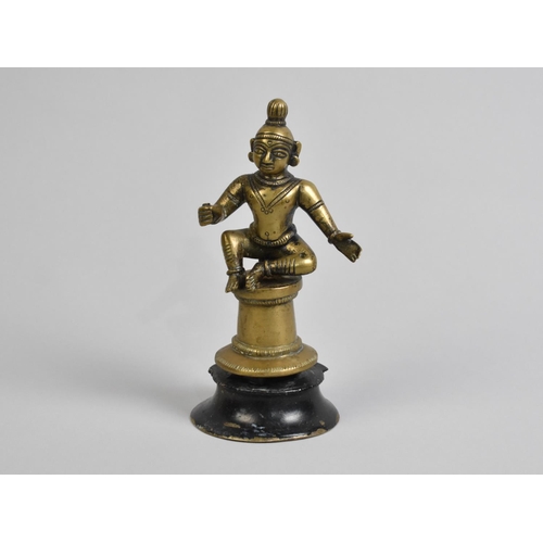 23 - An Indian Bronze Study of Vishnu, Modelled Seated on Plinth Base, 17cms High