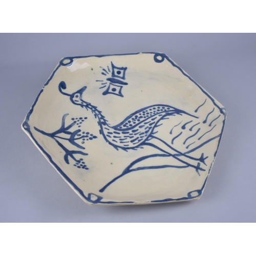 286 - A Studio Pottery Plate Decorated with Peacock, Signed Shoebridge (Mon) C.L, 36cm Wide