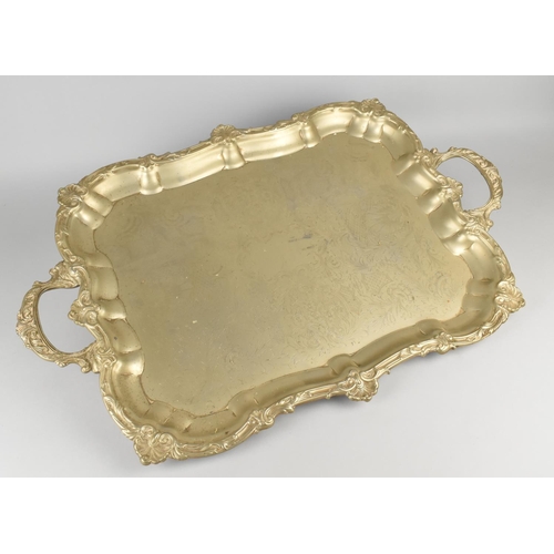 287 - A Large Silver Plated Twin Handled Tray with Ornate Trim and Scrolled Handles having Chased Decorati... 