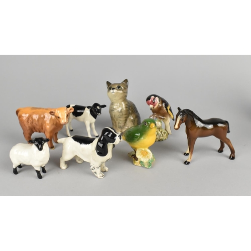 291 - A Collection of Various Beswick Birds and Animals to Comprise Foal, Calves, Spaniel, Cat etc (Variou... 